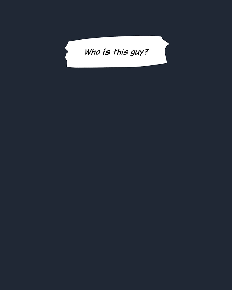 In a blank panel, he wonders, “Who is this guy?”