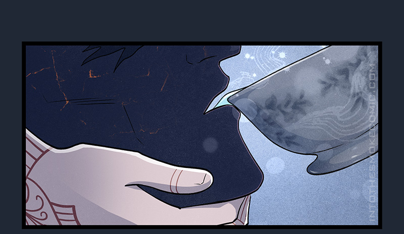 Blaze hold’s the ghost’s chin up and tips the glowing tea into his mouth.