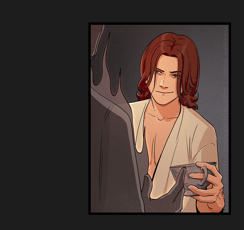 Blaze smirks flirtatiously in response and holds out the teacup.