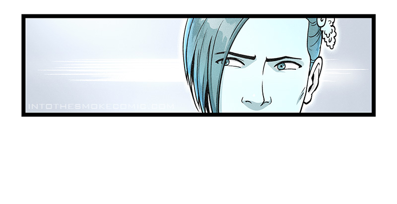 The view closes in on Evie’s startled face as she looks up with furrowed brows.