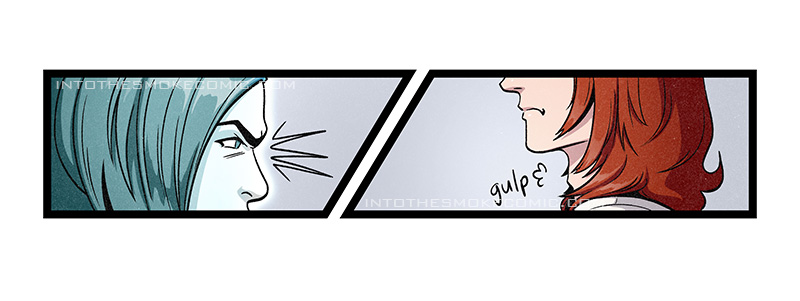 Evie glares intensely at Blaze. Blaze gulps nervously.