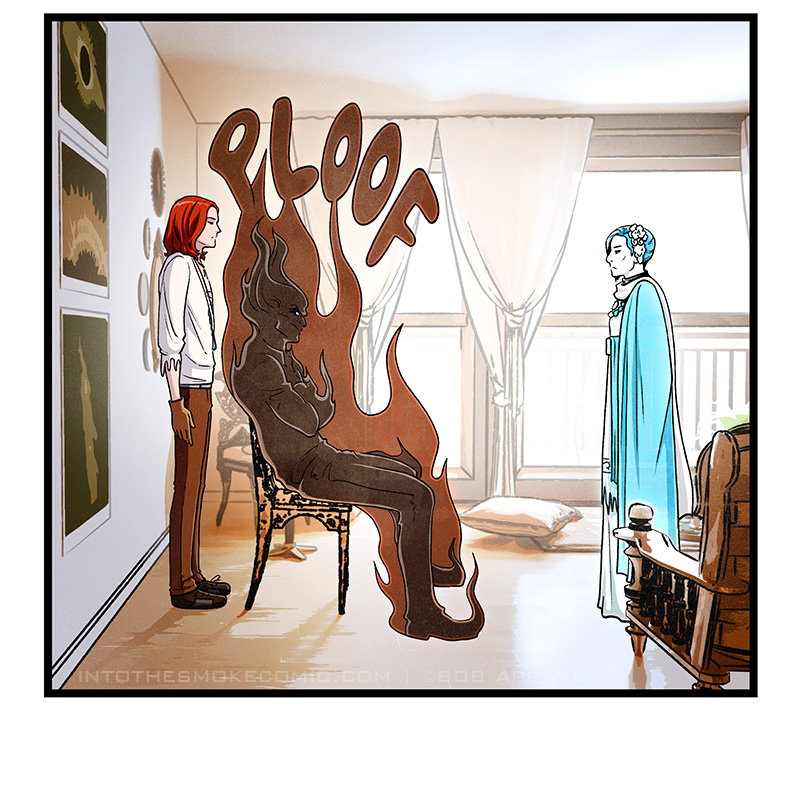 With a big PLOOF, Alastor erupts into his smoky form.