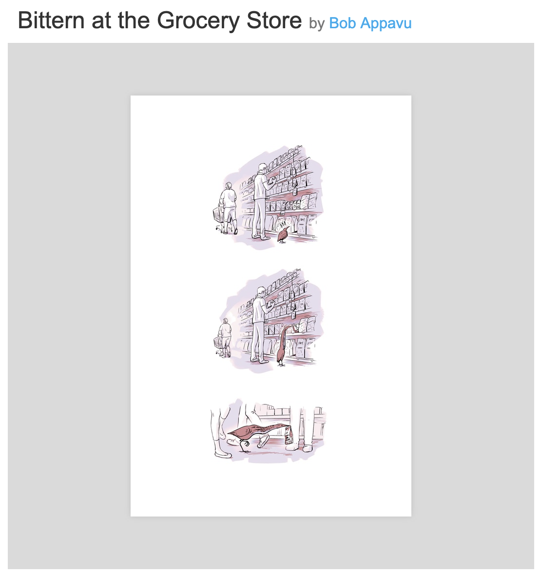 Print of Bittern at the Grocery Store by Bob Appavu