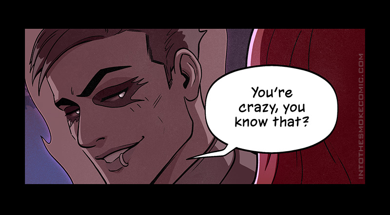 Alastor looks back at Blaze and says, “You’re crazy, you know that?”